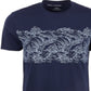 Sun + Stone Men's Wave Stripe Pattern T-Shirt Blue Size Large