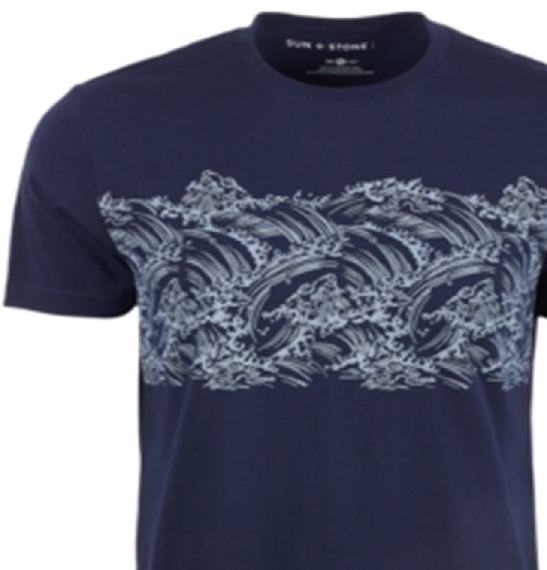 Sun + Stone Men's Wave Stripe Pattern T-Shirt Blue Size Large