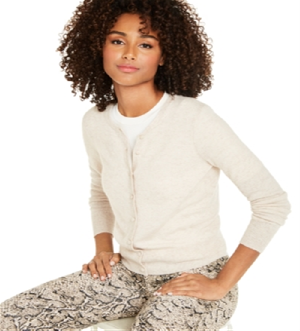 Charter Club Women's Cashmere Essential Cardigan Brown Size X-Large