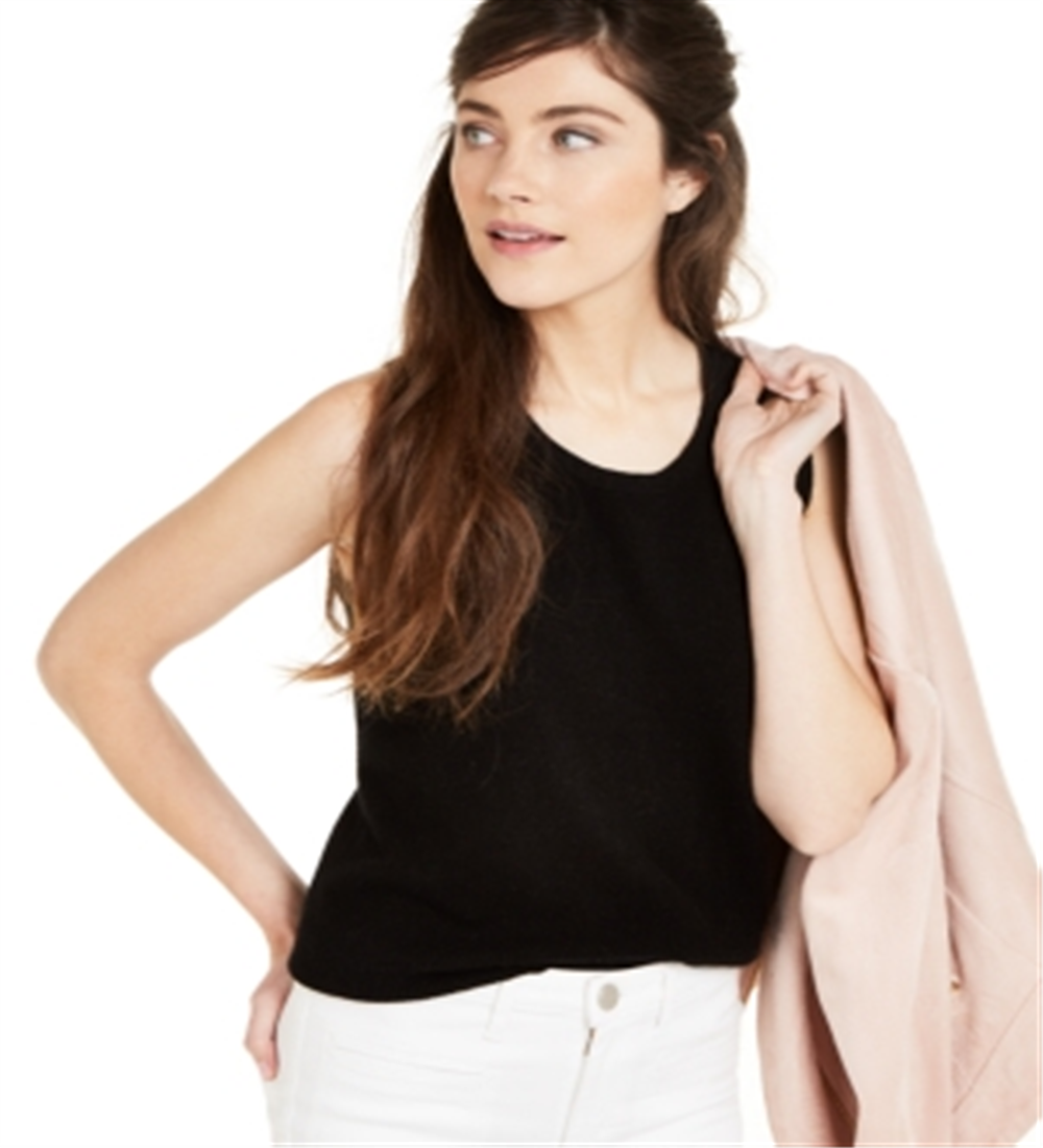 Charter Club Women's Sleeveless Cashmere Sweater Black Size X-Large