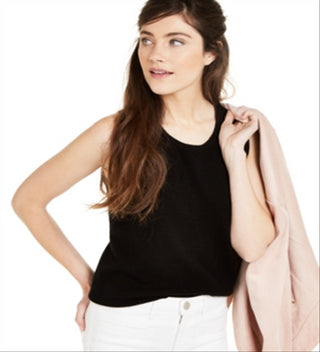 Charter Club Women's Sleeveless Cashmere Sweater Black Size X-Large