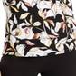 JM Collection Women's Floral Print Scoop Neck Jacquard Top Black/Yellow Size Small