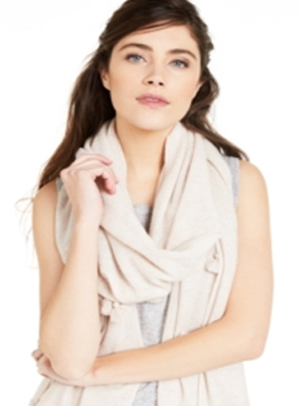 Charter Club Women's Cashmere Tasseled Scarf Brown Size Regular