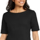 Karen Scott Women's Cotton Cuffed Sleeve Dress Black Size Small
