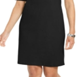 Karen Scott Women's Cotton Cuffed Sleeve Dress Black Size Small