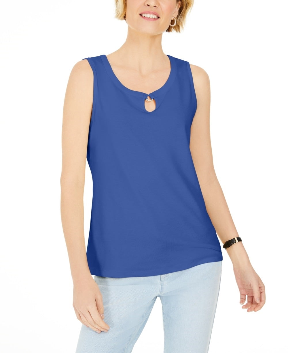 Karen Scott Women's Blue Keyhole Hardware Tank Size X-Small
