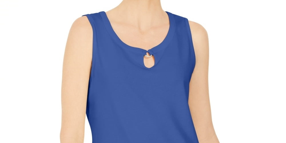 Karen Scott Women's Blue Keyhole Hardware Tank Size X-Small