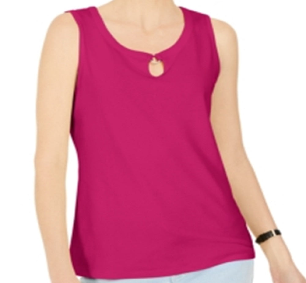 Karen Scott Women's Keyhole Hardware Tank Pink Size Large