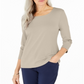 Karen Scott Women's Cotton 3/4 Sleeve Top Brown Size Small