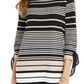 Charter Club Women's Striped Tie Sleeve Top Black Size Petite X-Large