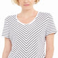 Karen Scott Women's Mitered Stripe Top White Size X-Small