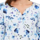 Karen Scott Women's Floral Print Henley Top Blue Size Petite Small