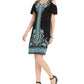 JM Collection Women's Printed Cold Shoulder Hot Fix Dress Black Size X-Large
