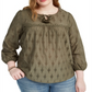 Style & Co Women's Plus Eyelet Blouse Green Size 2X