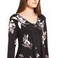 Alfani Women's Printed Button Trim Top Black Size Petite Small