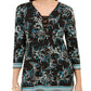 JM Collection Women's Printed O Ring Tunic Blue Size X-Small