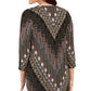 JM Collection Women's Zip Neck Printed Top -Black Size XX-Large