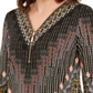 JM Collection Women's Zip Neck Printed Top -Black Size XX-Large