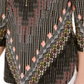 JM Collection Women's Zip Neck Printed Top -Black Size XX-Large