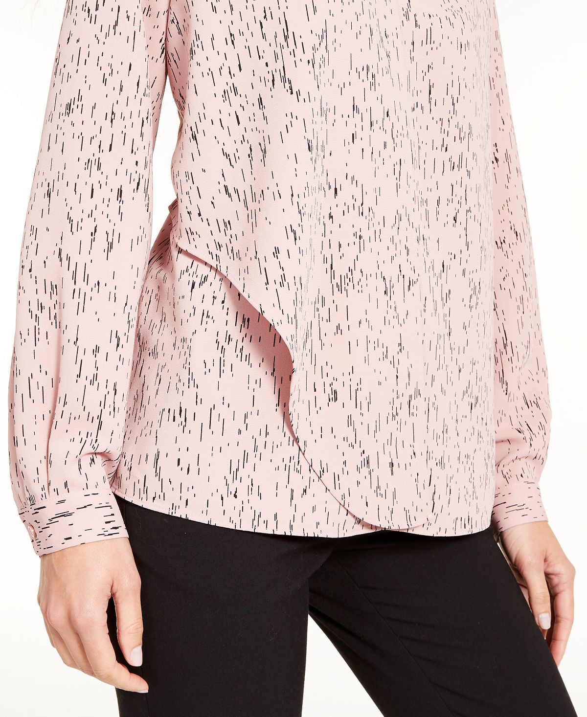 Alfani Women's Abstract Print Draped Blouse Pink Size X-Small