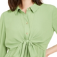 Alfani Women's Tie Waist Roll Tab Sleeve Top Green Size X-Large