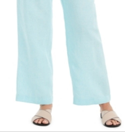 Charter Club Women's Linen Drawstring Waist Pants Blue Size Medium