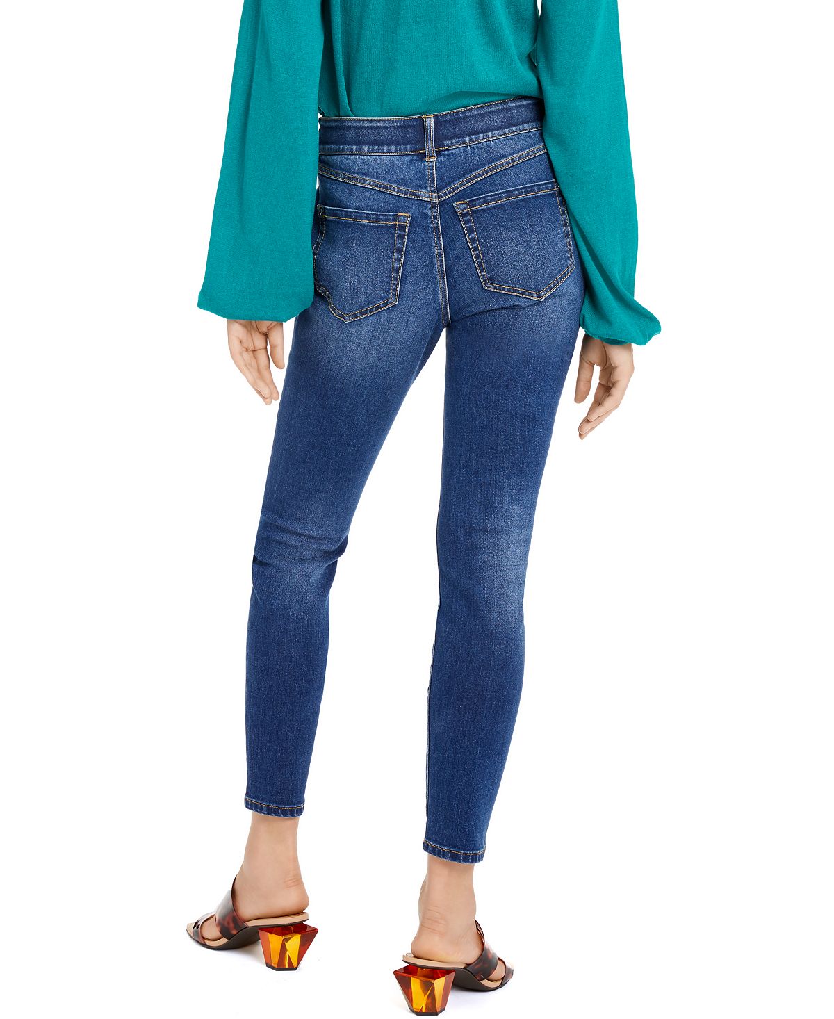 INC International Concepts Women's Lace up Pull on Skinny Jeans Blue Size 0