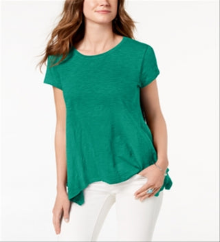 Style & Co Women's Handkerchief Hem T-Shirt Green Size XX-Large