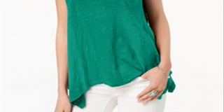 Style & Co Women's Handkerchief Hem T-Shirt Green Size XX-Large
