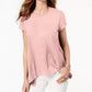 Style & Co Women's Pink Handkerchief Hem T-Shirt Size Medium