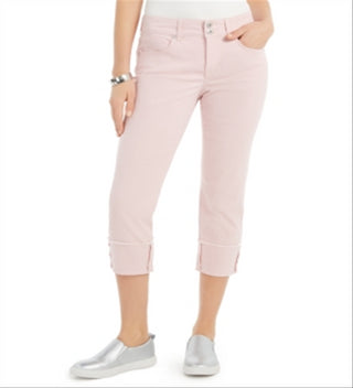 Style & Co Women's High Cuffed Capri Jeans Pink Size 4