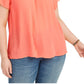 Style & Co Women's Flutter Sleeve Crinkle Top Orange Size 1X