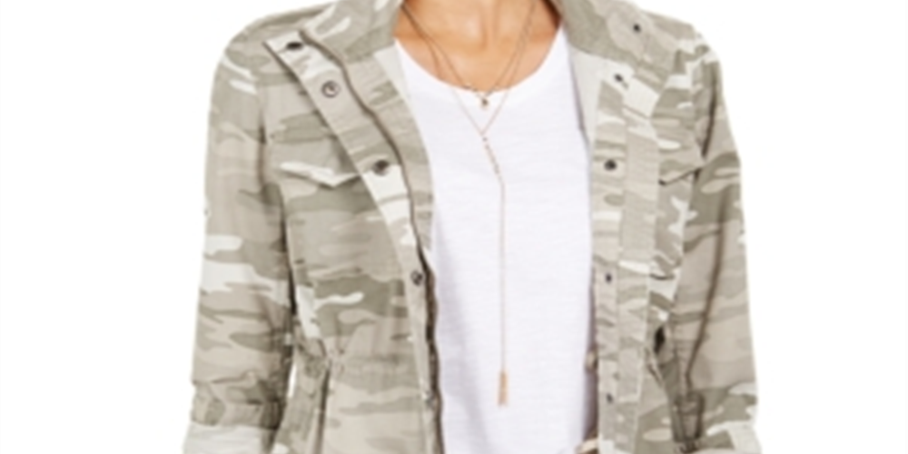 Style & Co Women's Camoflauge Twill Jacket -Green Size Medium