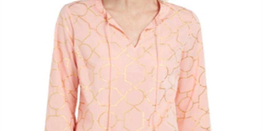 Charter Club Women's Cotton Printed Tunic Orange Size Petite Small