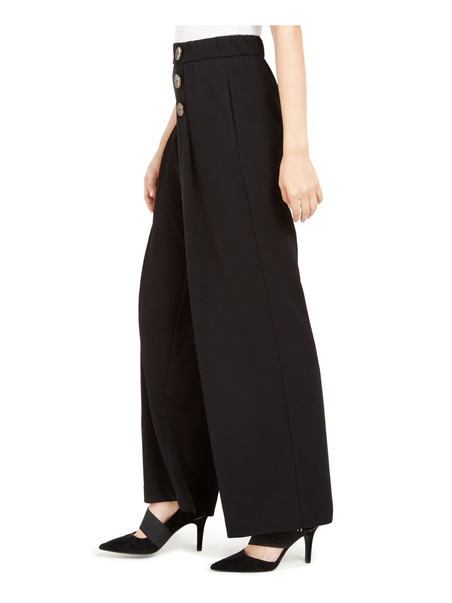 Alfani Women's Solid Wide Leg Wear To Work Pants Black Size Small