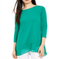 Alfani Women's Sheer Crossover Hem Tunic Green Size Small