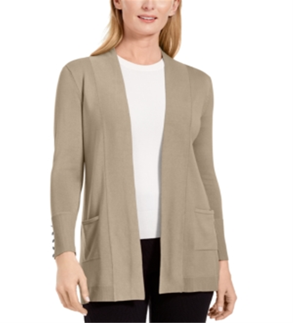 JM Collection Women's Open Front Cardigan Brown Size Large