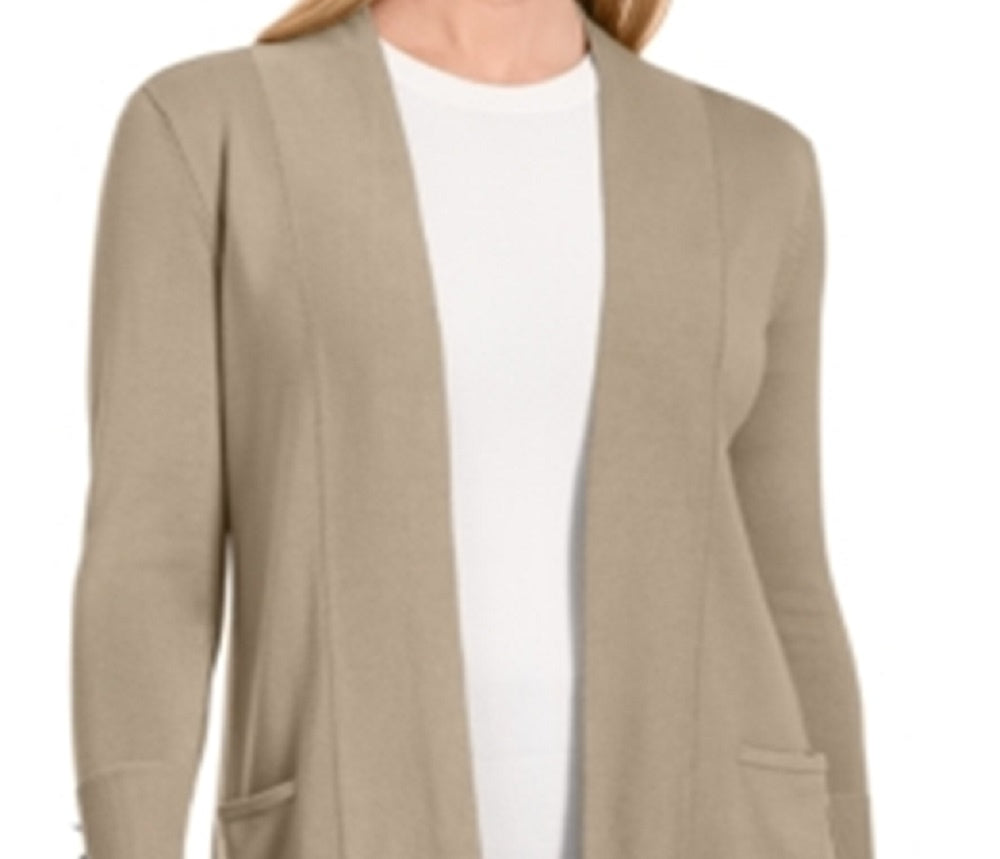 JM Collection Women's Open Front Cardigan Brown Size Large