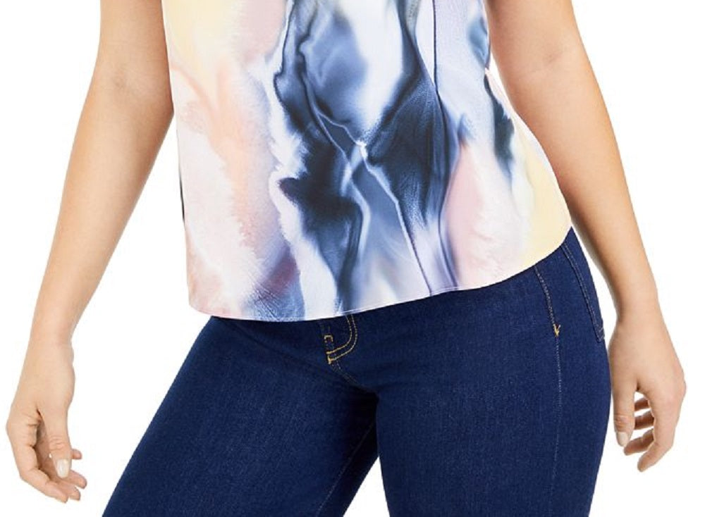 Bar III Women's Printed Ruffled Camisole Pink Size Large