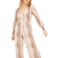 Bar III Women's Snake Print Jumpsuit Brown Size Medium