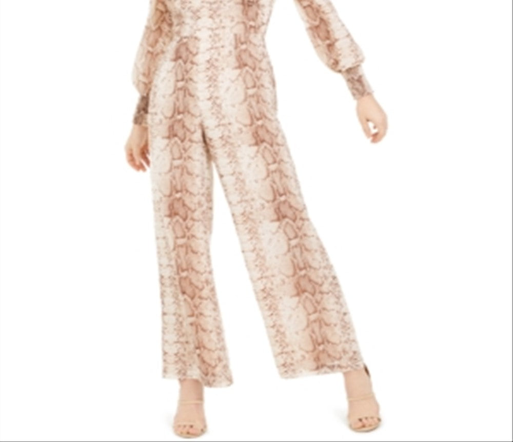 Bar III Women's Snake Print Jumpsuit Brown Size Medium