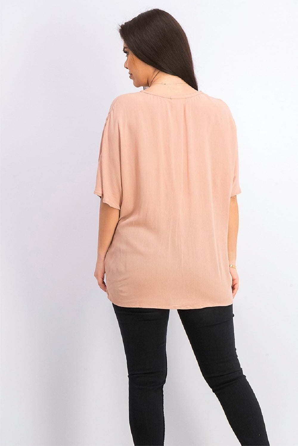 Style & Co Women's Pink V-Neck Twist-Front Top Size Large