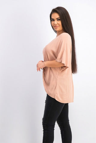 Style & Co Women's Pink V-Neck Twist-Front Top Size Large