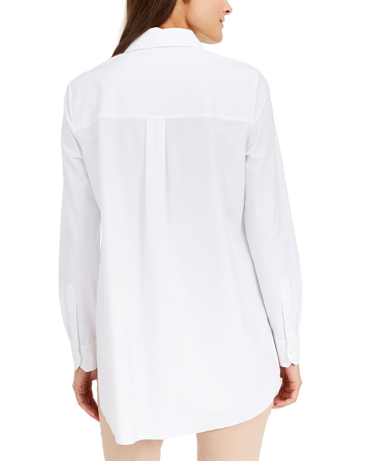 Alfani Women's Long Sleeve Collared Button up Top White Size Large