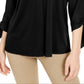 Alfani Women's Tie Solid 3/4 Sleeve V Neck Top Black Size Large