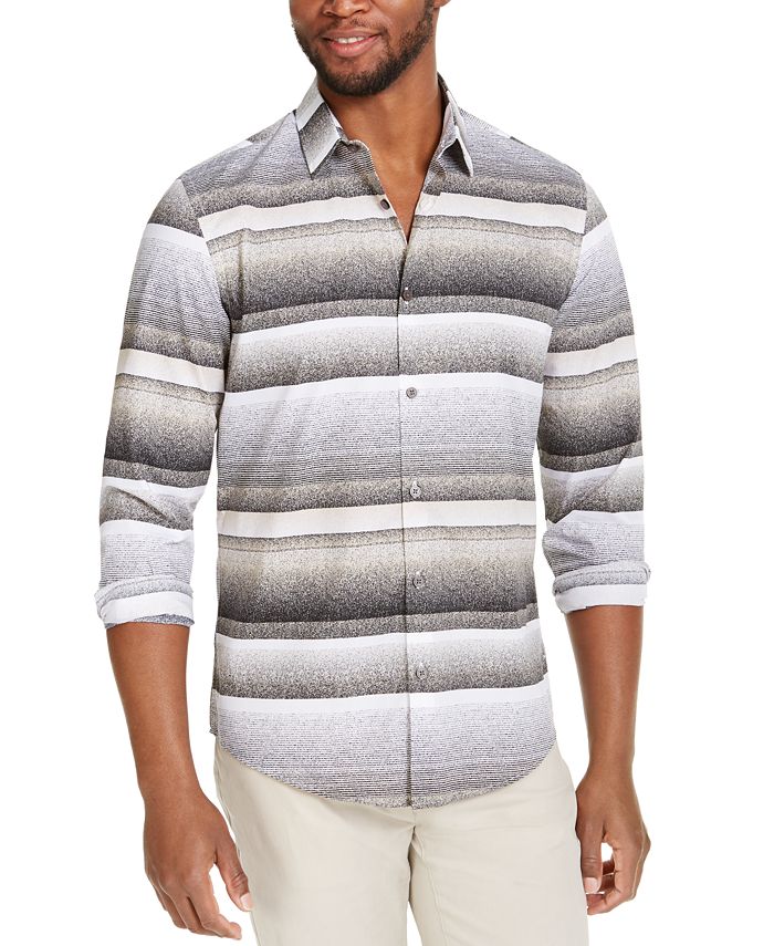 Alfani Men's Cotton Printed Button Down Shirt Black Size X-Large