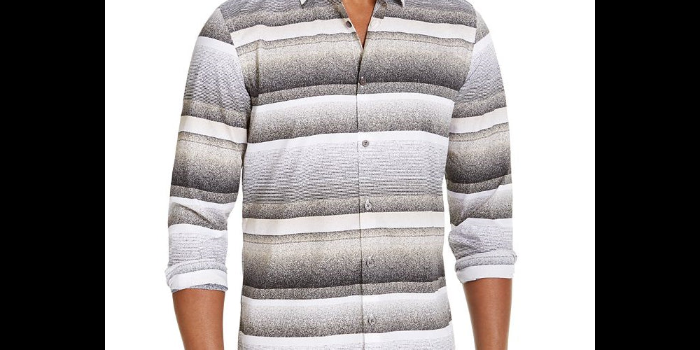 Alfani Men's Cotton Printed Button Down Shirt Black Size X-Large