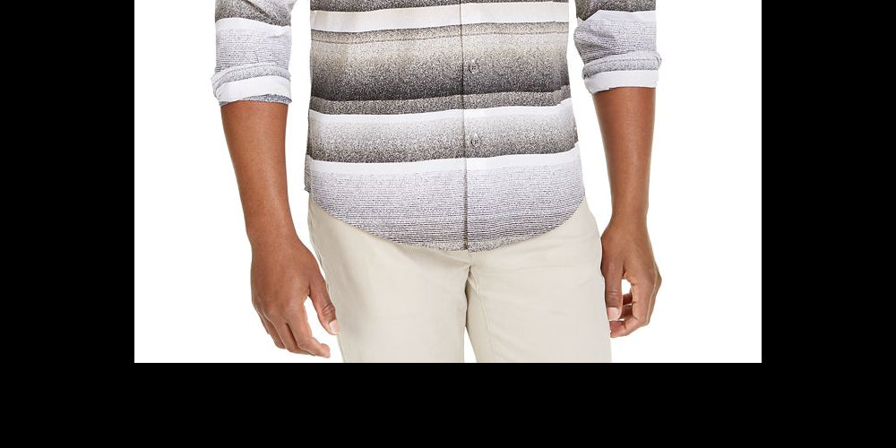 Alfani Men's Cotton Printed Button Down Shirt Black Size X-Large