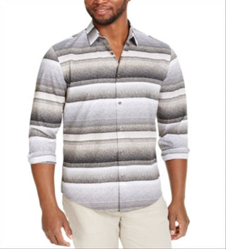 Alfani Men's Cotton Printed Button Down Shirt Black Size X-Large