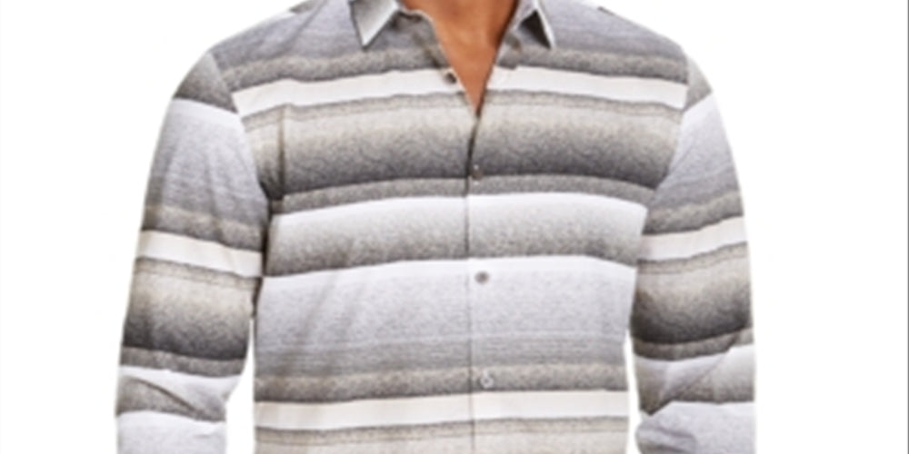 Alfani Men's Cotton Printed Button Down Shirt Black Size X-Large